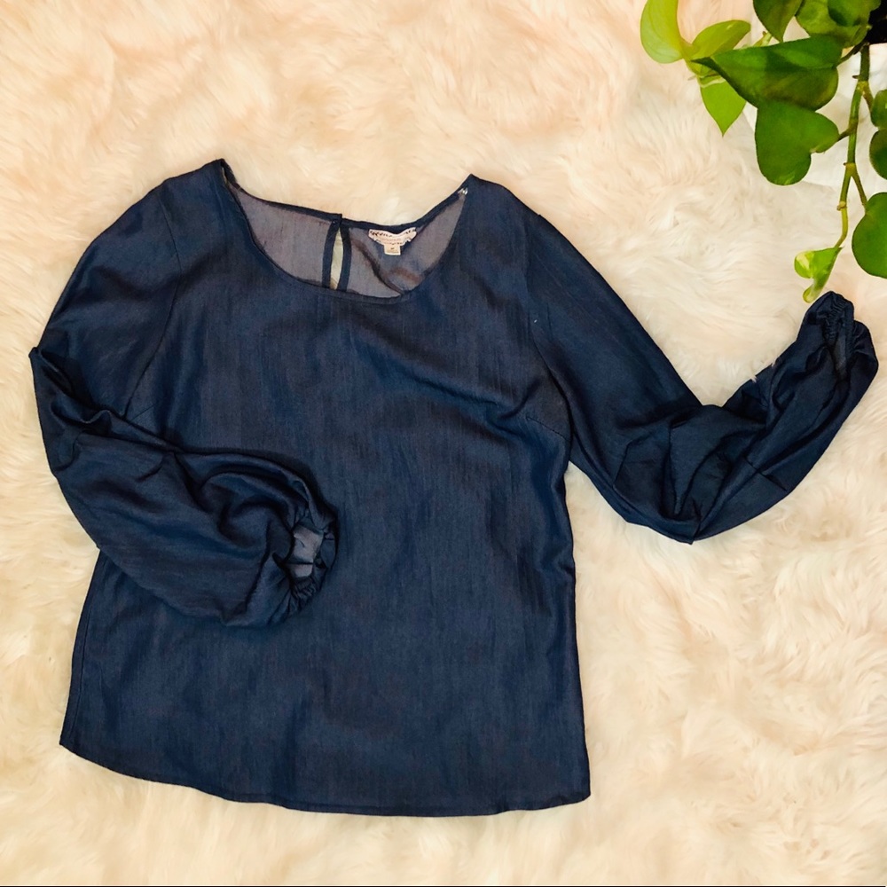 Long Sleeve Denim Blouse